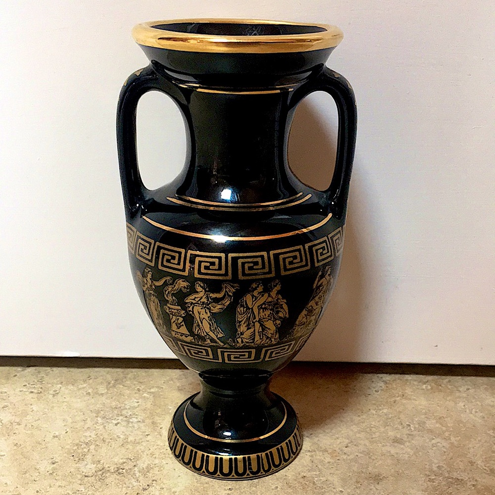 Hand made Greek Vase with 24k gold